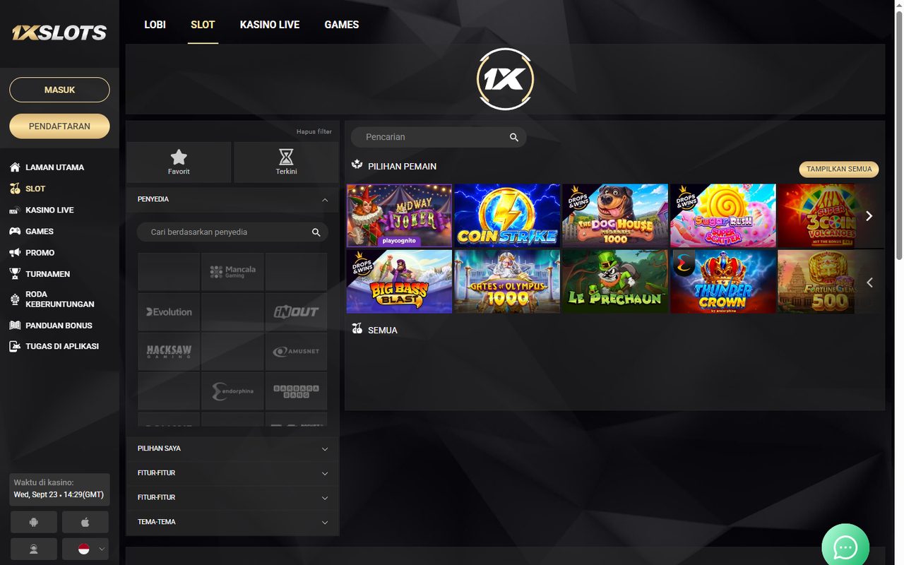 Lobi slot 1xSlots: ubin game dan filter penyedia