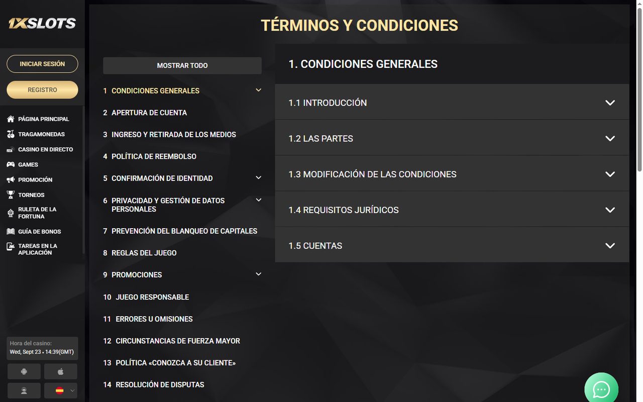Reglas de 1xSlots: la sección de depósitos y retiros en el índice
