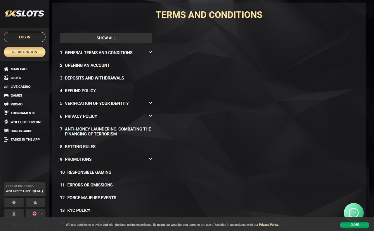 1xSlots bonus terms and conditions